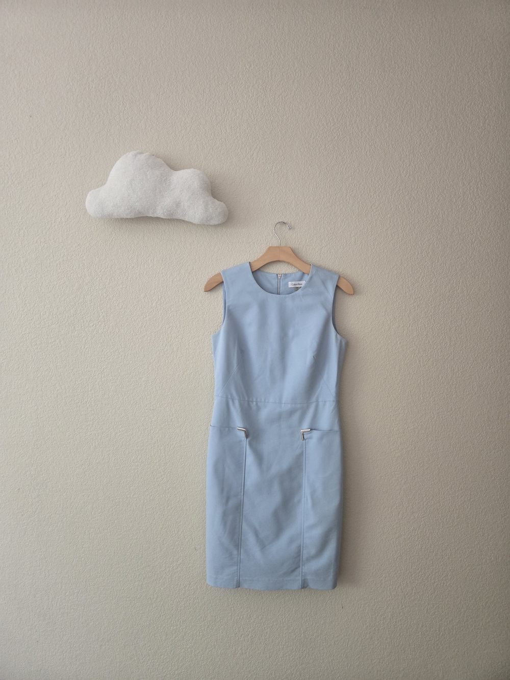 Calvin Klein Light Blue Sleeveless Midi Sheath Dress